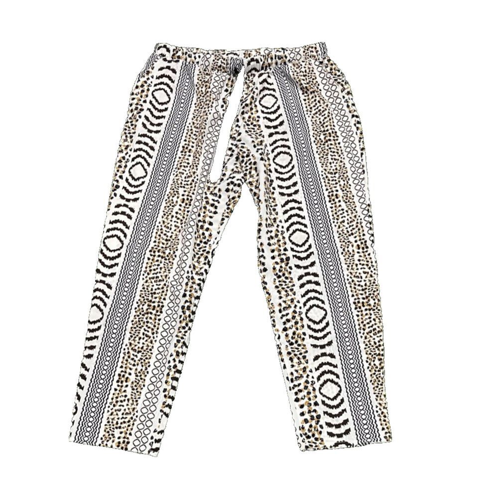 JOSIE NATORI Lounge Pull On Boho Patterned DRAWSTRING PANTS SIZE L